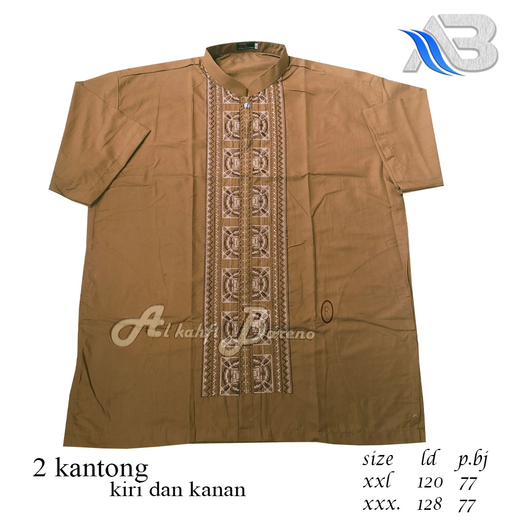 Baju Koko Pria Jumbo Dewasa Terbaru Koko Al qadr Lengan Pendek Katun BIG SIZE COD