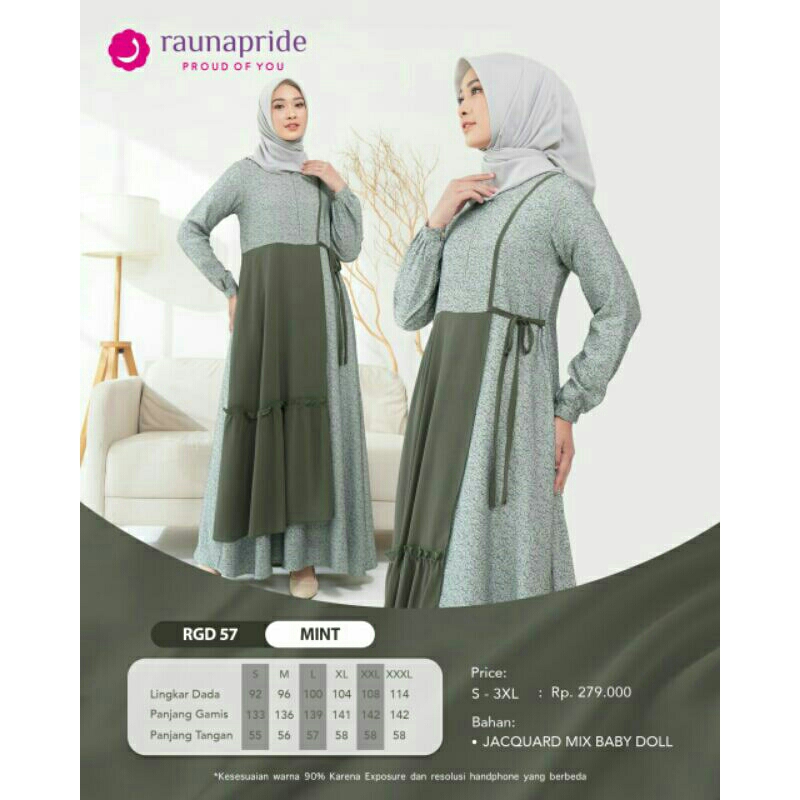 BAJU GAMIS RGD 57 MINT BY RAUNA / COUPLE 57 MINT