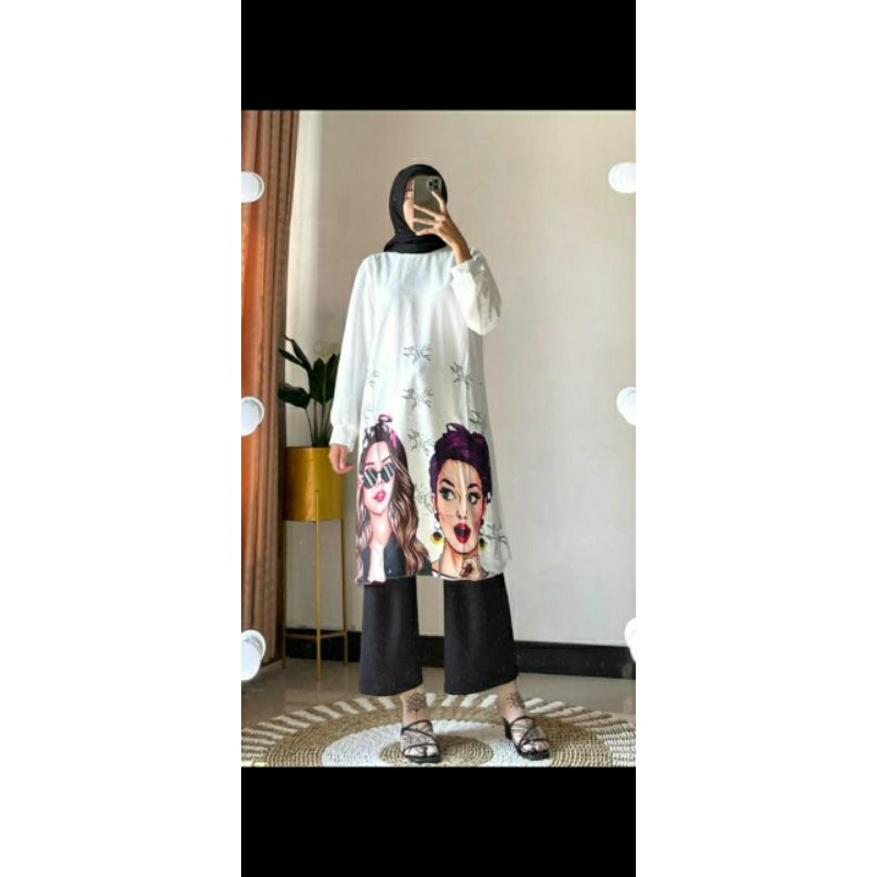 TUNIK SABLON/tunik cringkle/atasan kekinian/outfit kekinian/ootd