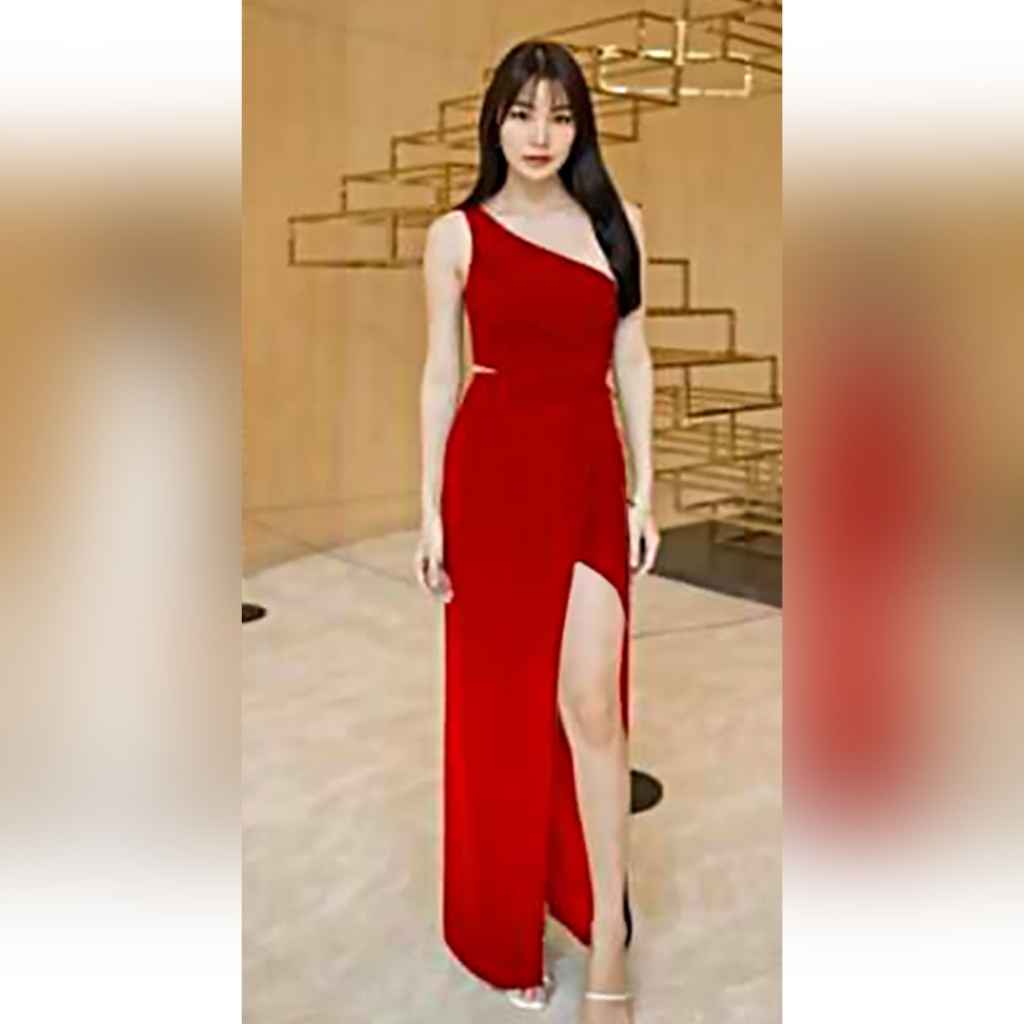 Dress Panjang Oneshoulder SP4 1804: Gaya Korea dengan Sentuhan Elegan - Bahan Scuba Stretch Pressbod