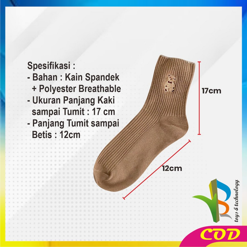 RB-P568 Kaos Kaki Wanita Korea Motif Beruang Panjang Setinggi Betis / Kaus Kaki Ankle Karakter Cute Bear Fashion Korean Style Socks