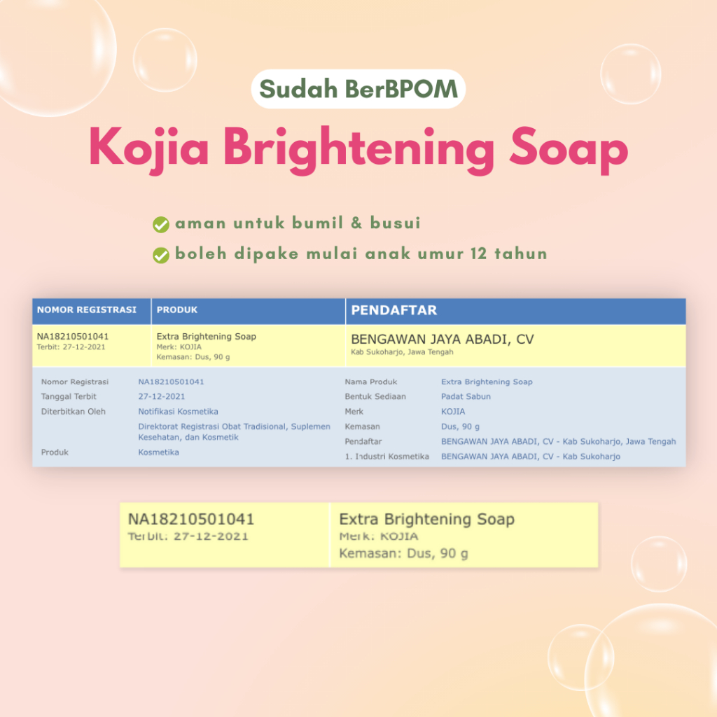 Kojia - Extra Brightening Soap | Sabun Pencerah Pemutih Badan Wajah Permanen Ampuh BPOM by rempahgadis