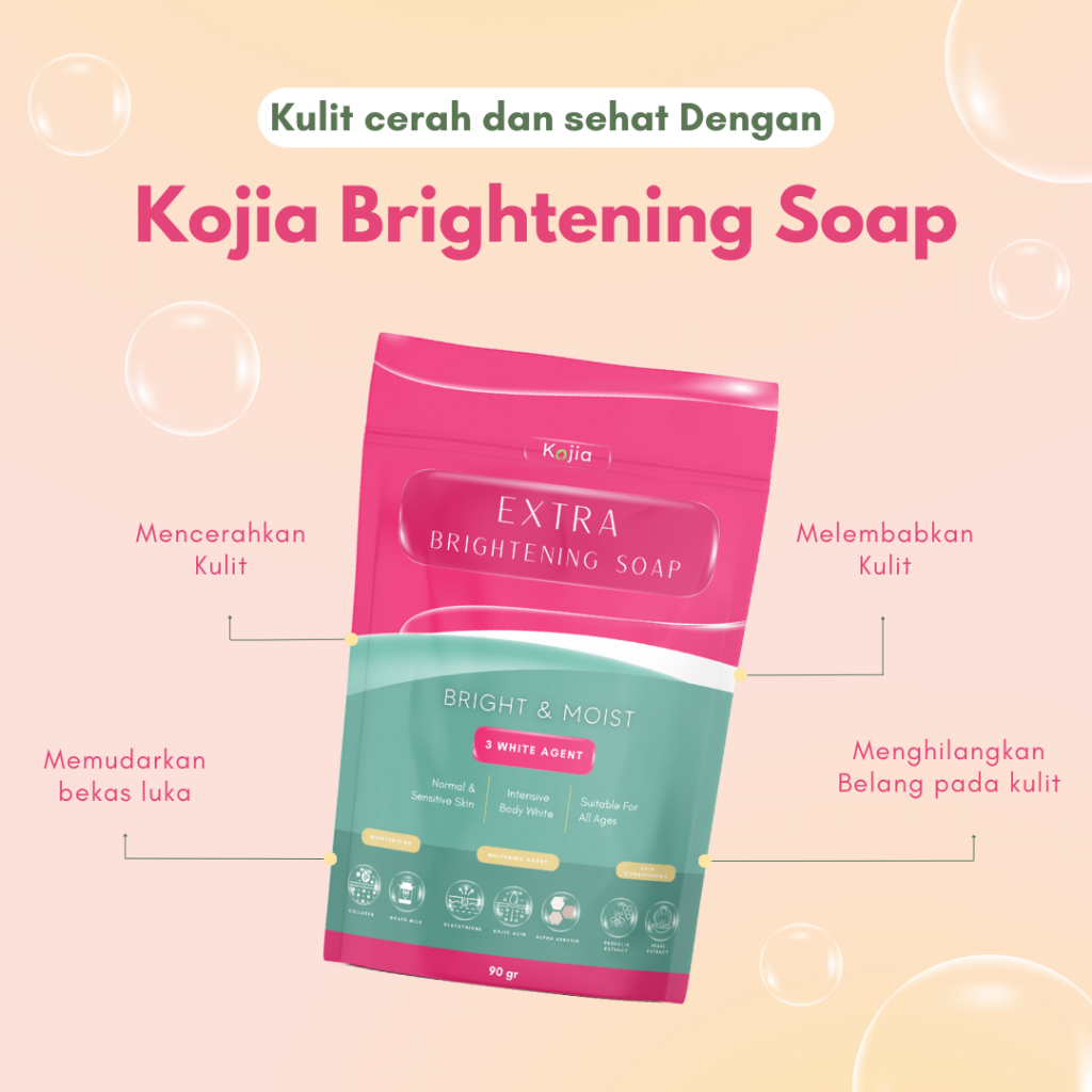 Kojia - Extra Brightening Soap | Sabun Pencerah Pemutih Badan Wajah Permanen Ampuh BPOM by rempahgadis