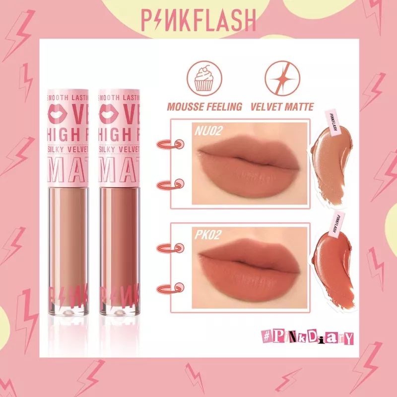 PinkFlash Silky Velvet Lip Cream/Lasting Matte Lip Cream Glossy