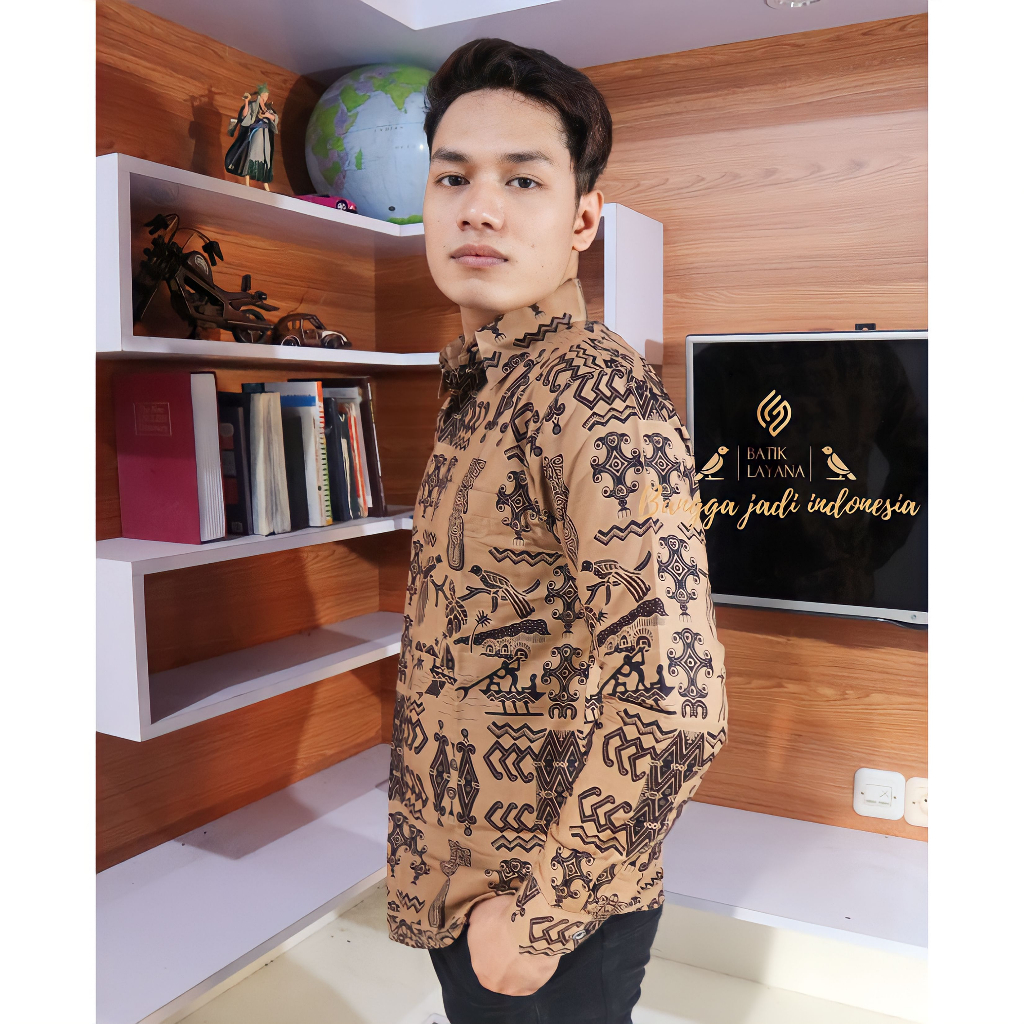 Batik Layana Motif Asmat Cream Slimfit Premium