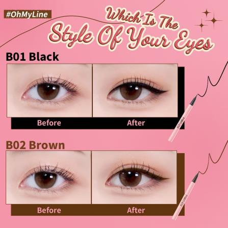 ^ KYRA ^ Pinkflash Eyeliner Easy Waterproof Pigemented Tahan Air dan Lama Oh My Line