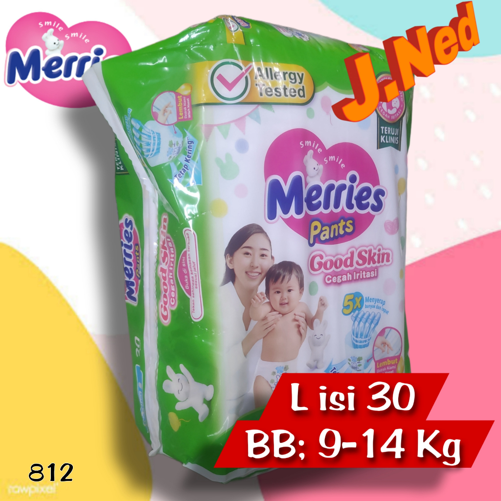 J812B (L30 PCS HARGA 2 BALL ) POPOK BAYI MERRIES PANTS GOOD SKIN (Type Celana )