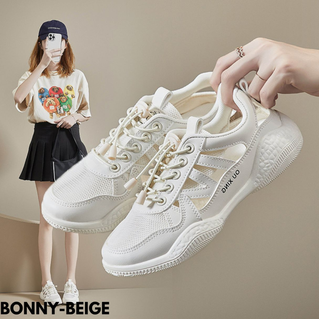 FINDME 36-40 BONNY SEPATU SNEAKERS WANITA BREATHABLE KEKINIAN KEREN BAHAN PU IMPORT