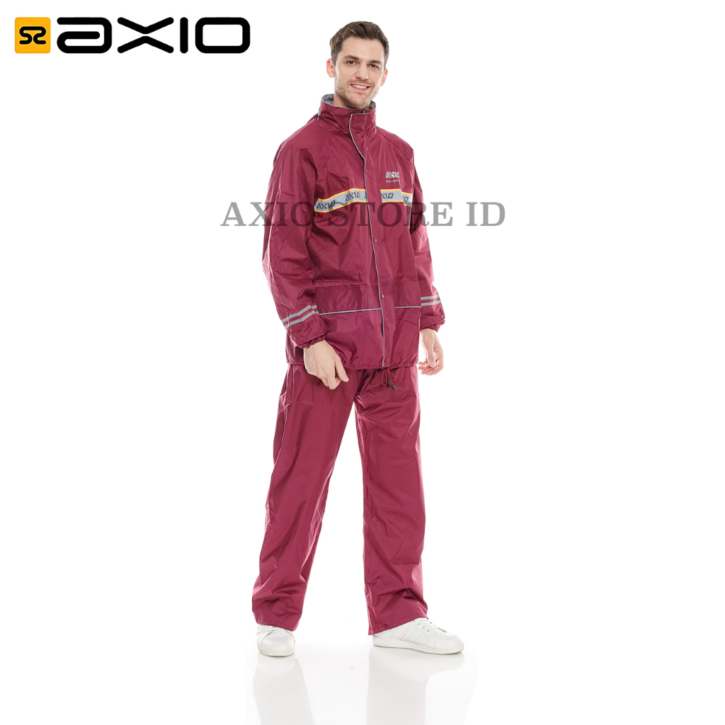 Jas Hujan Axio Merah Maroon Original Bahan Lebih Tebal Tidak Rembes