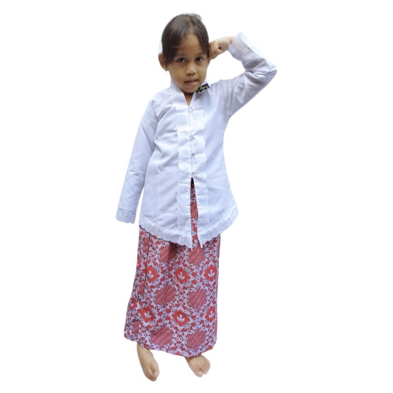 SALE_Stelan baju kebaya anak sekolah TK &amp; SD/kebaya anak rok merah/seragam baju kebaya anak sekolah /stelan baju kebaya putih