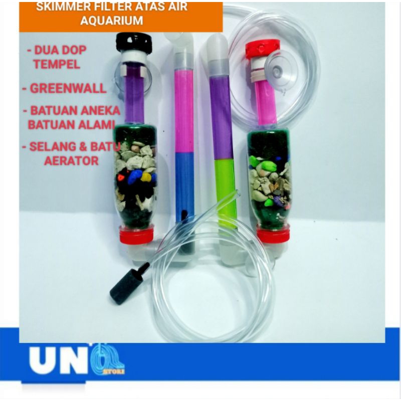 SKIMMER FILTER DAN AIR LIFT FILTER MEDIA PENJERNIH AIR AQUARIUM DENGAN BATU ALAMI