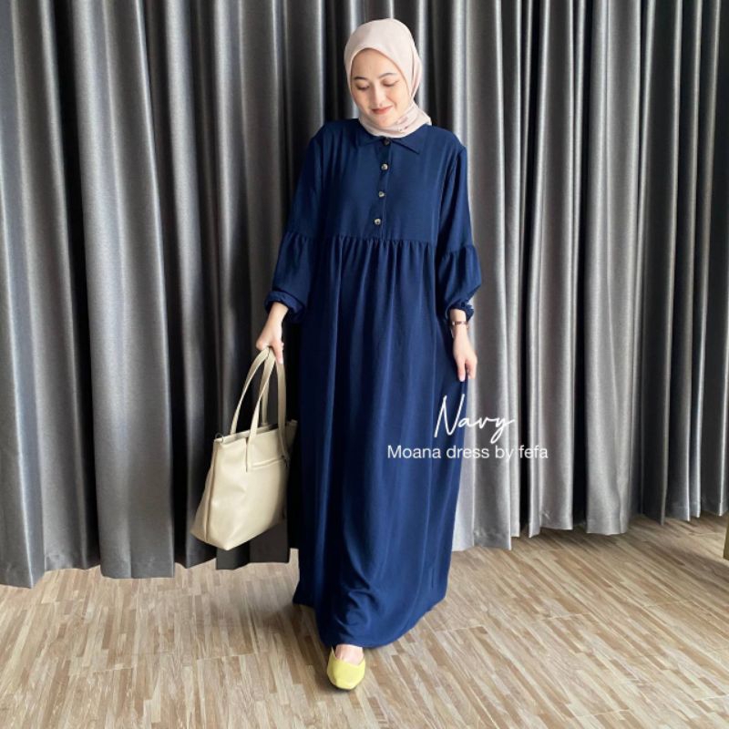 Dress polos / dress ruffle - MOANA dress wanita Bahan Airflow