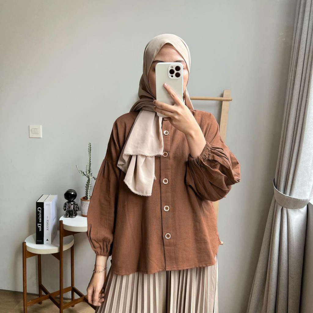 Kemeja Linen Shirt Lengan Balon Naura