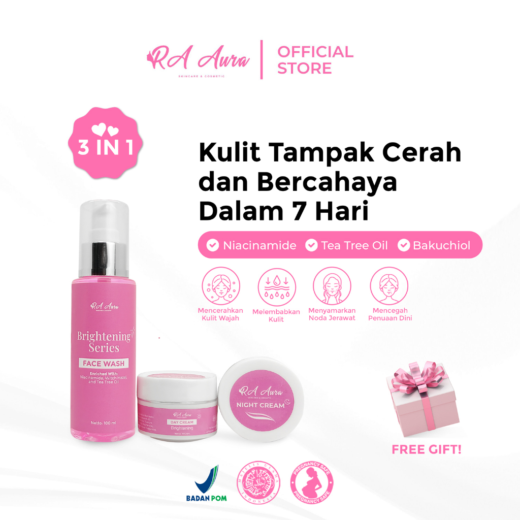 BPOM Ra Aura Paket Whitening Series 3 in 1 / Cream Pemutih Wajah / Cerah dalam 7 hari / Skincare BPOM / Paket Whitening / Instan Whitening / glowing skincare / paket pemutih wajah / cream pemutih wajah / paket skincare bpom / cerah dalam 7 hari