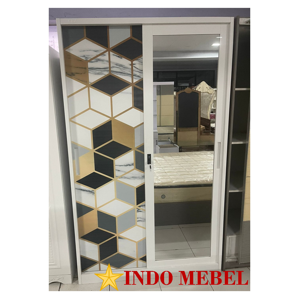 lemari pakaian besi sliding JUMBO cabinet lemari pakaian metal tinggi uk 120x50x200 READY MAKASSAR M