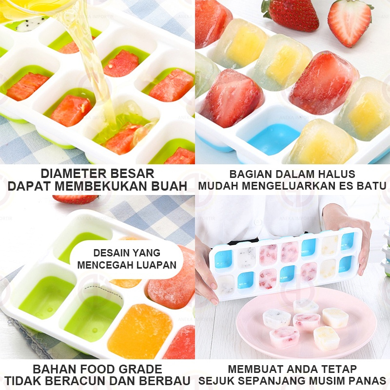 Cetakan Tempat Es Batu 14 Kotak / Ice Cube Tray Silicone