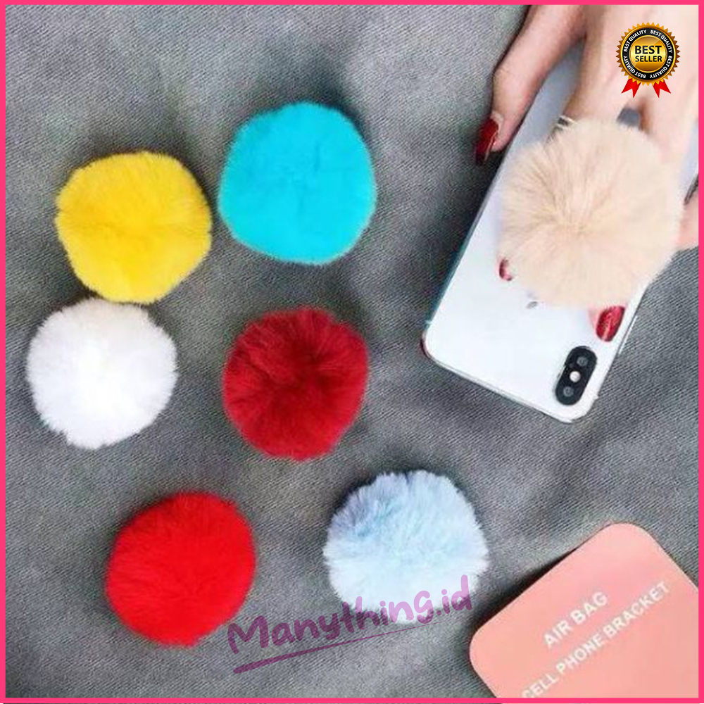 Popsocket Bulu / Pompom 3D / Pop Socket Phone Holder Pom Pom Bulu Popsocket PVC Motif Phone Holder Aksesoris HP