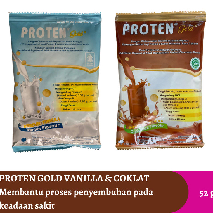 

Susu Proten Gold Vanilla & Coklat Per Sachet