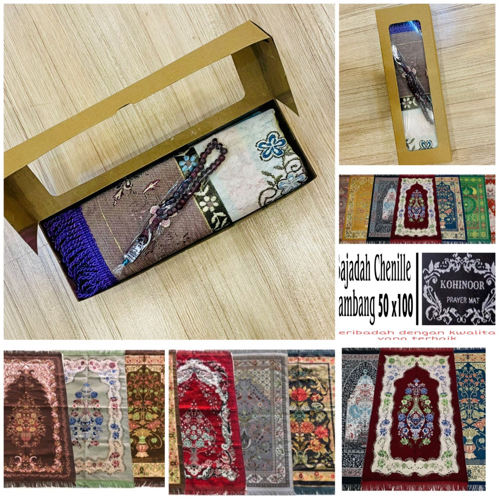 Paket Sajadah Chenile Tambang Midi + Tasbih Box Hampers