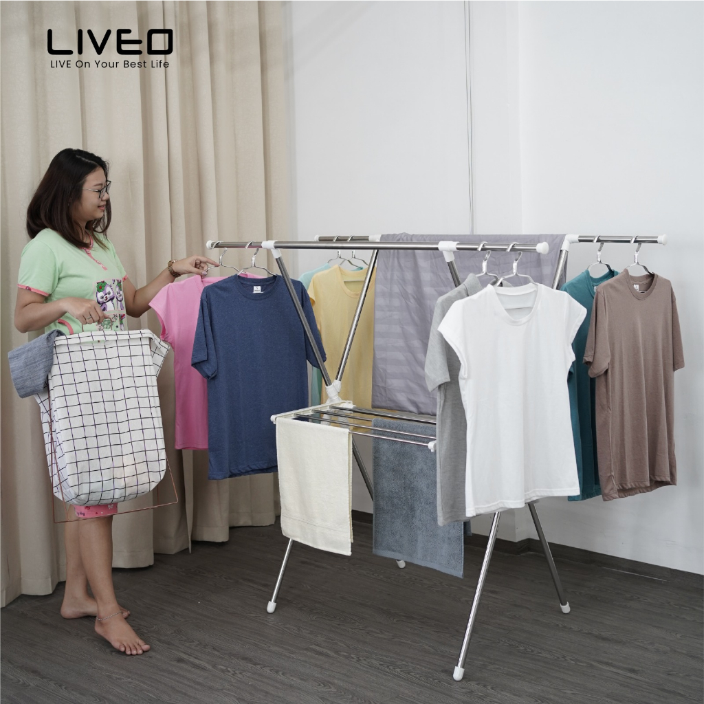 Jemuran Lipat Lantai Baju Liveo LV-718 / Liveo Extendable X-Type Clothes Hanger