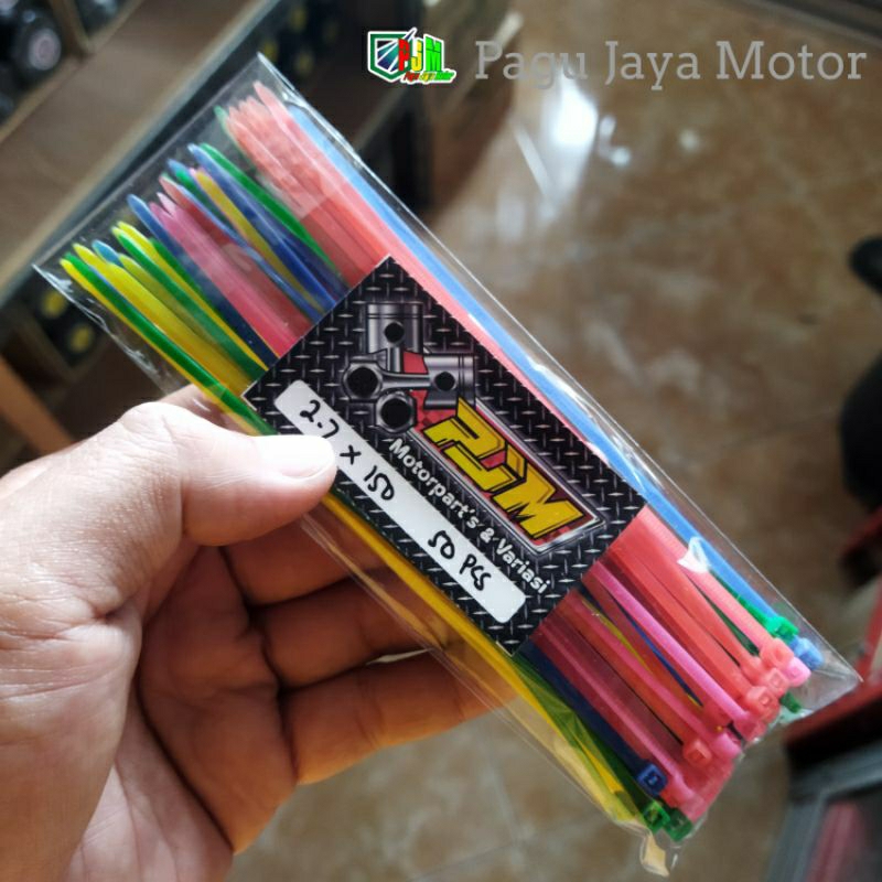 Kabel ties warna warni rainbow ukuran 2.5 x 150 5 warna isi 50 biji