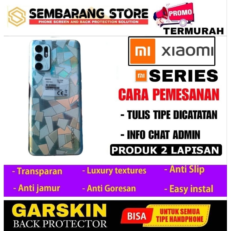 Garskin Transparan Garskin Anti jamur Xiaomi  MiA1/MiA2 Lite/MiA2/Mi10T /Mi10T Pro/Mi11/Mi11 Lite /X