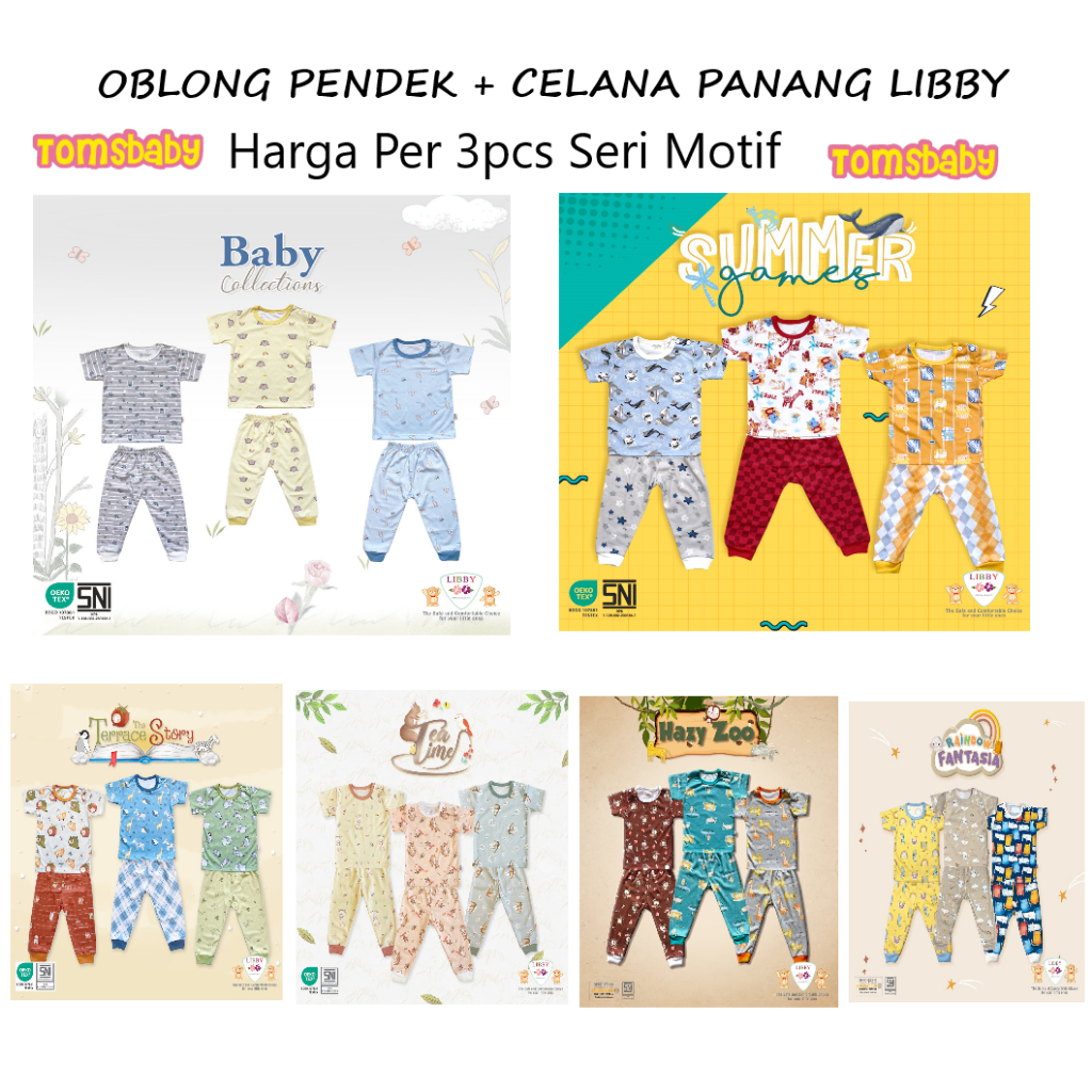 [TOMS] [BUNDLE HEMAT 3stel] [SML] LIBBY - Oblong PENDEK + Celana PANJANG SML Kecil Motif Terbaru Grosir