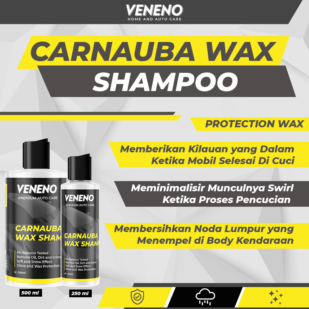 Veneno Carnauba Wax Shampoo -  Shampoo Kendaraan Terbaik, Membersihkan Noda Lumpur, Efek Body Kilau, Minim Muncul Swirl - By Veneno