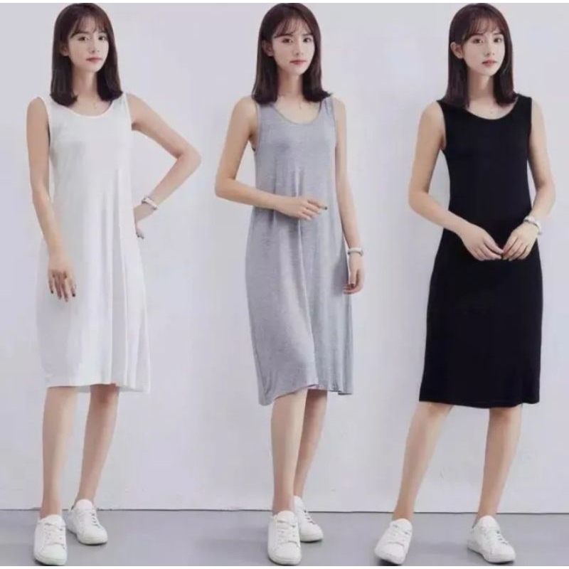 Dress pendek wanita tidak berlengan dress santai