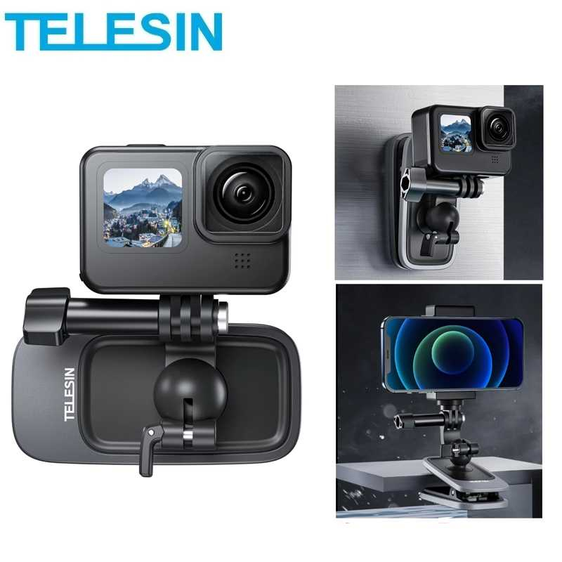 Magnetic Clip Mount Kamera 360° Action Cam &amp; Smartphone Engsel Ball Head Fleksibel Smartphone Kamera Aksi