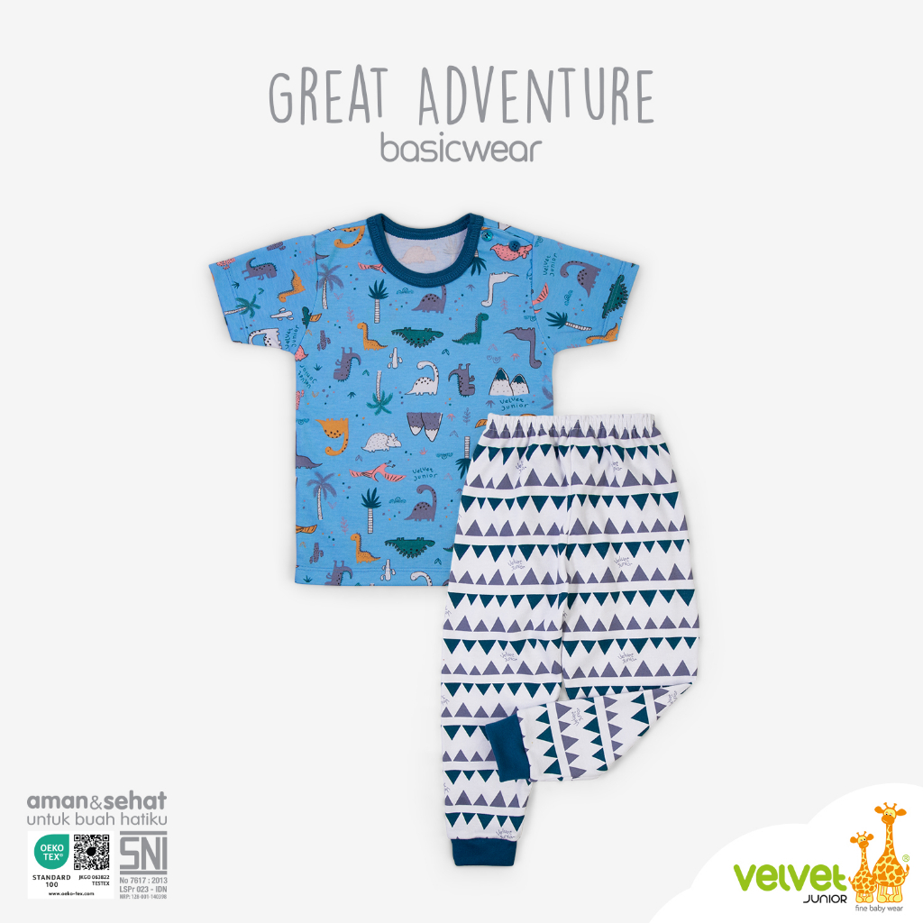 Velvet Junior Setelan Oblong Pendek + Celana Panjang - Piyama Anak