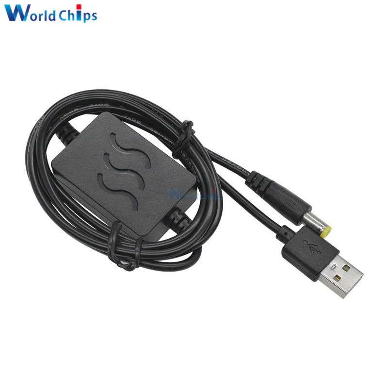 WorldChips Kabel USB Power Boost Step Up 5V to 9V 1A 2.1x5.5mm - TQ5 - Black