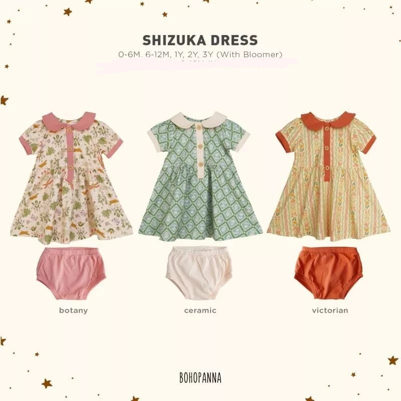 Bohopanna Shizuka Dress - Stelan Baju Anak Perempuan (BHB-SDM)