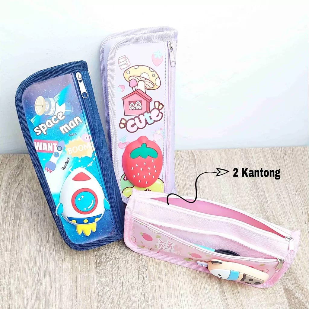 Tempat Pensil Squishy Resleting Muat Banyak Kotak Pensil Anak Perempuan Timbul Alat Tulis Sekolah TK SD SMP