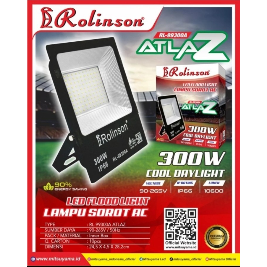 RL-99300A Lampu Sorot AC 300 Watt Rolinson atlaz IP66 Tembak flood led