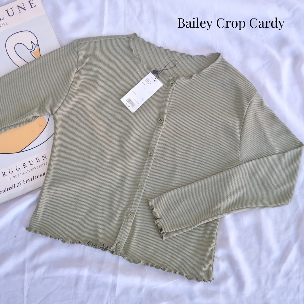 Cardigan Rajut Crop Pastelly - Bailey Curly Crop Top Korean