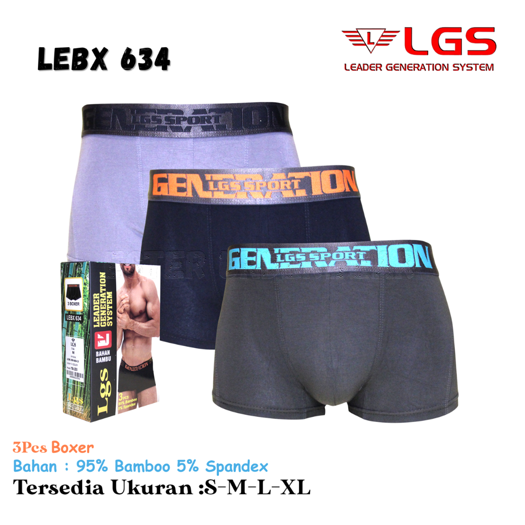 LGS Mens Underwear Premium Celana Boxer Pria LGS 634 Isi 3 Pcs