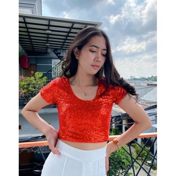 AIREL 055 atasan crop top sequins