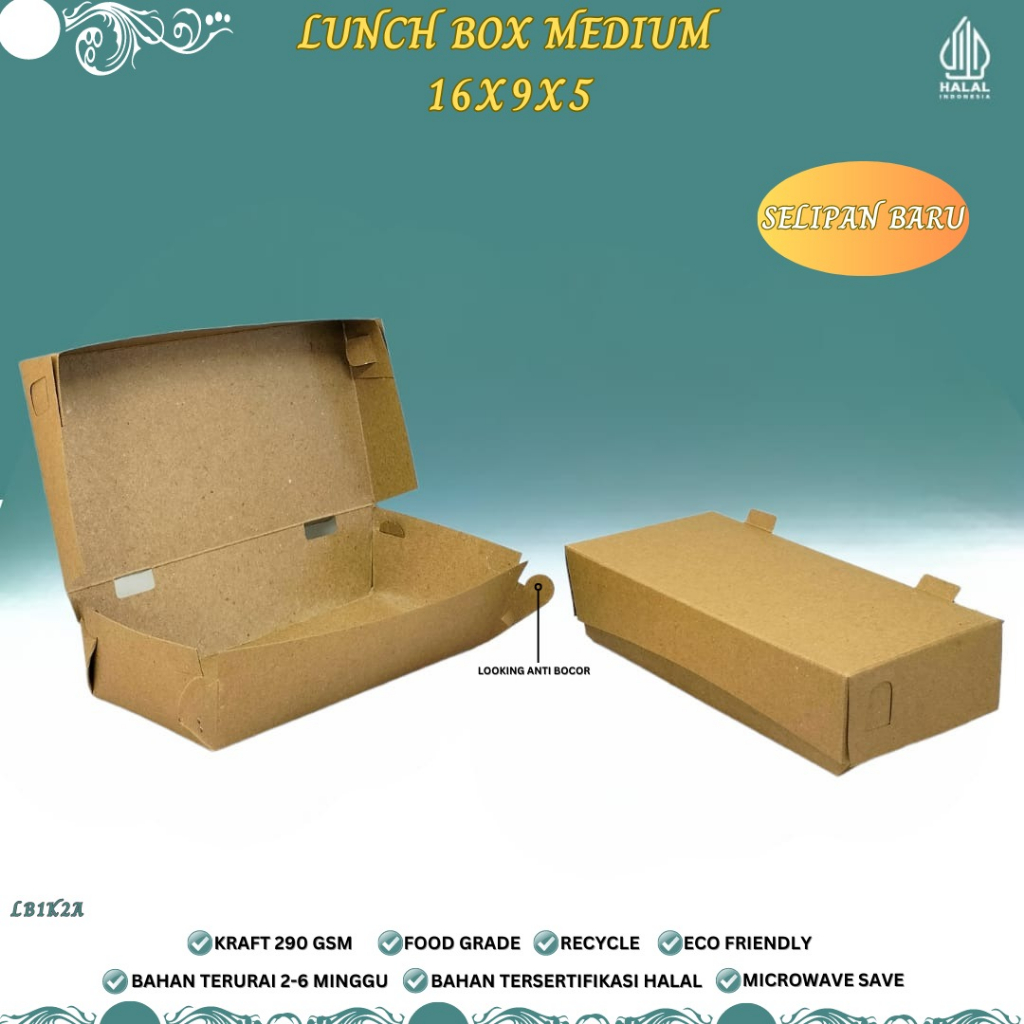 Lunch Box Medium Selipan Anti Bocor (LB1K2A-16X9X5 Cm)