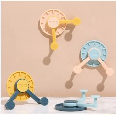 Time Holder Gantungan Tempel Dinding 2 Kait Model Jam / Hook Holder Tempel Tembok Dinding Kaca Kayu 2 Pengait / Cantelan Gantung Tas Kunci Kabel Baju Peralatan Dapur Ruang Tamu Interior Minimalis Modern Warna Pastel Serbaguna [MF]