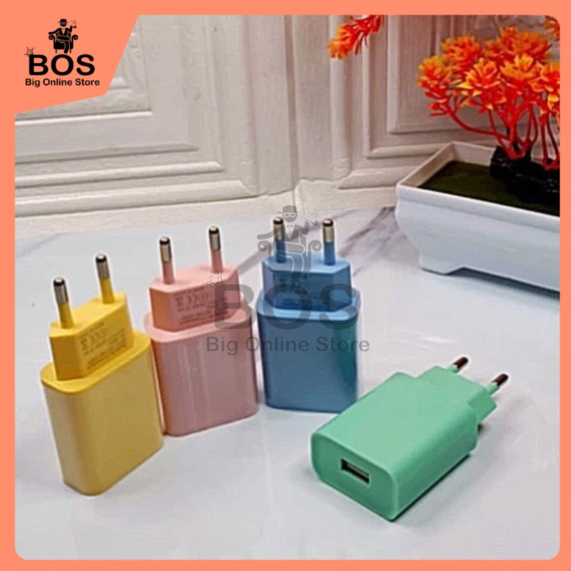 BOS - BATOK CHARGER MACARON 1 USB | ADAPTOR KEPALA CAS MAKARON WARNA/I 1USB