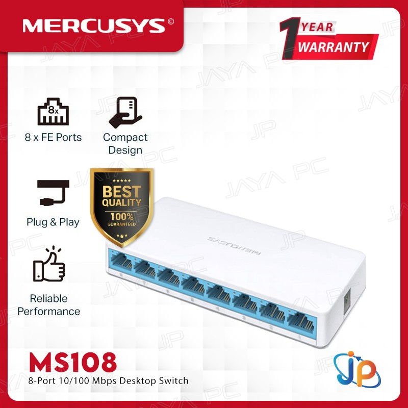 Mercusys MS108 8-Port 10/100Mbps Desktop Ethernet Switch Hub