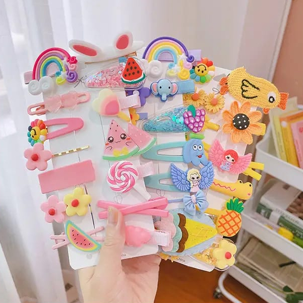 [SET Isi 14pcs] Jepit Rambut Set isi 14pcs - Jepit Rambut Anak Karakter Lucu - Jepit Poni Karakter - Aksesoris Rambut Bobby Pins Women Hair Clip Set - Jepit Rambut Anak Lucu