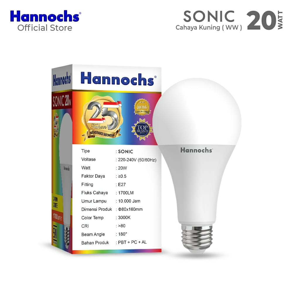 (JB99) Hannochs Lampu LED Sonic 20 Watt - Cahaya Kuning