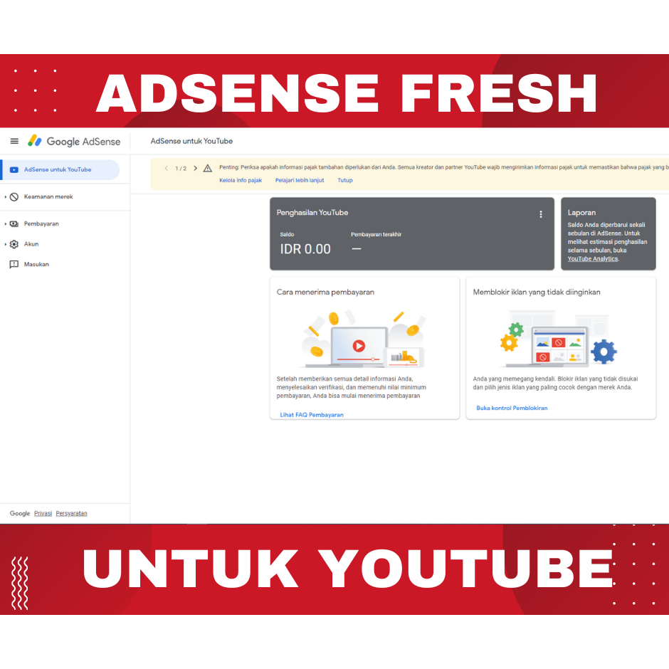 Adsense Fresh untuk Youtube