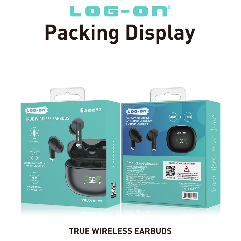 PROMO LOG-ON ONBUDS III L09 / Robot TWS Wireless Earphone Airbuds T50 Original BT 5.1 True Wireless Headset Bluetooth Earbuds IPX4 WaterProof - Garansi 1 Tahun by sultan