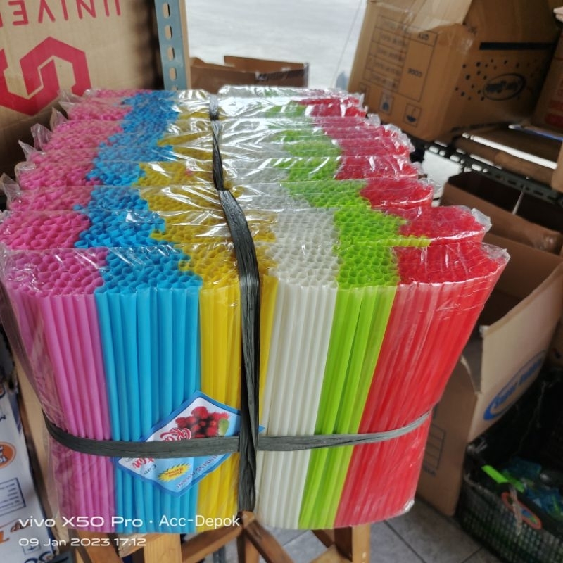 SEDOTAN WARUNG / SEDOTAN ES / SEDOTAN PLASTIK 6 WARNA bahan ori Panjang  : 26cm