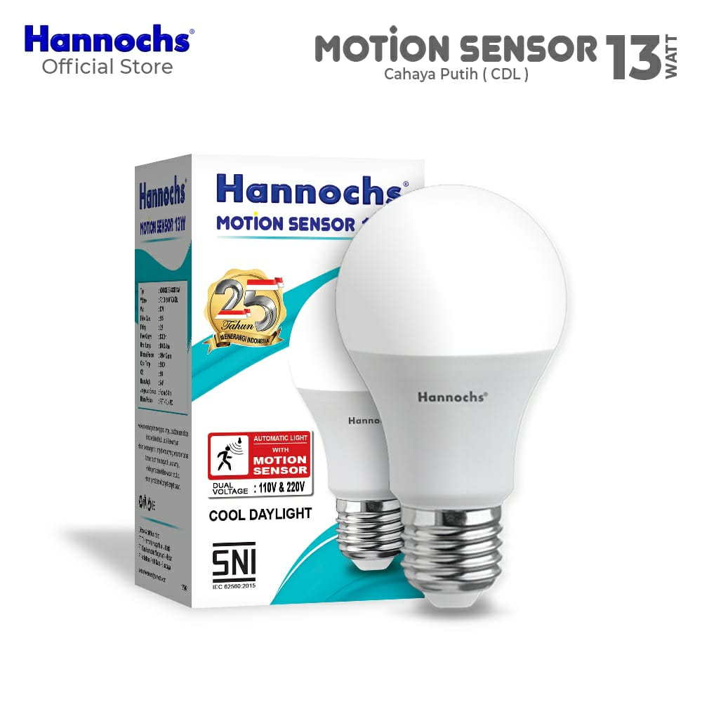 (JB99) Hannochs Lampu Led Motion Sensor 13 watt cahaya Putih