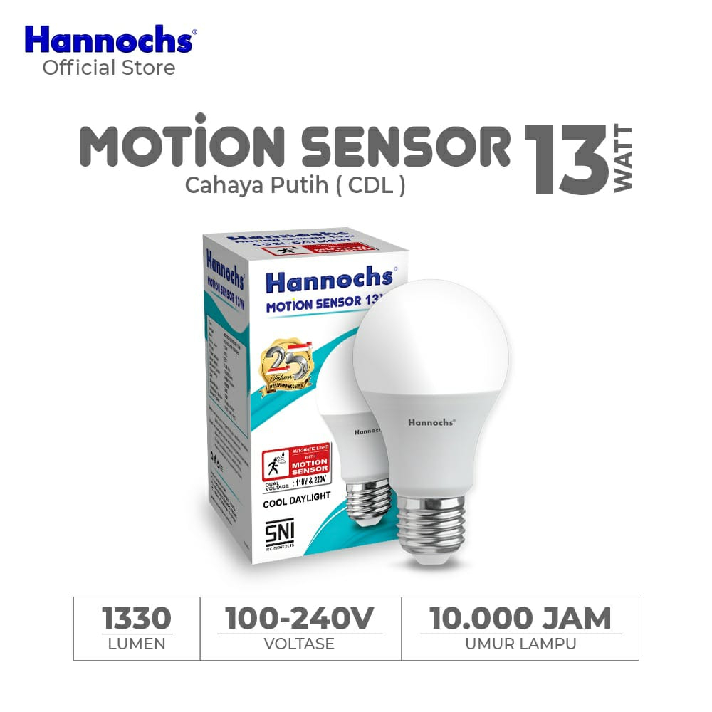 (JB99) Hannochs Lampu Led Motion Sensor 13 watt cahaya Putih