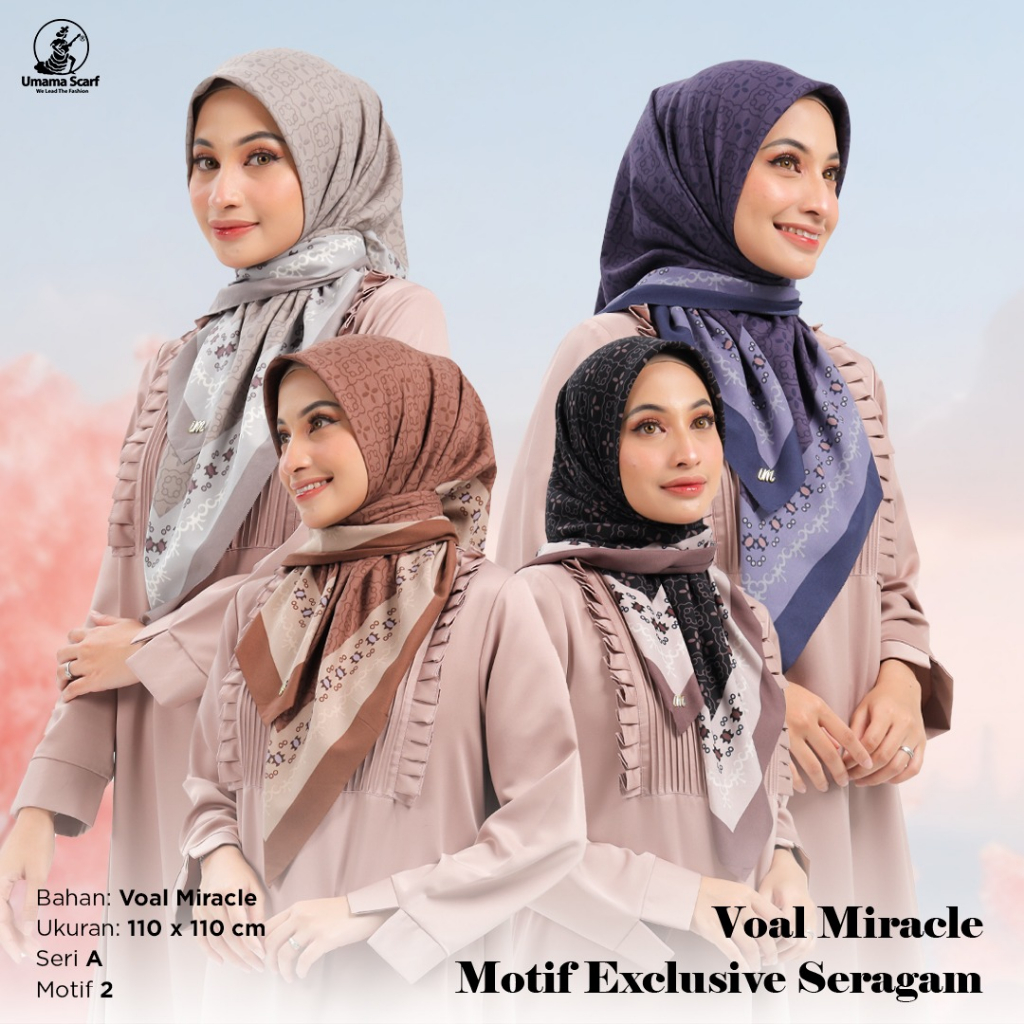 UMAMA MOTIF HIJAB SEGI EMPAT MOTIF BAHAN VOAL MIRACLE/HIJAB UMAMA SEGI EMPAT/UKURAN 113 X 113 MOTIF ELEGAN DAN TERBARU